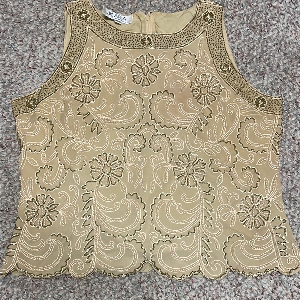 Vintage 90s Beaded sequin pearl Embellished Women's Top